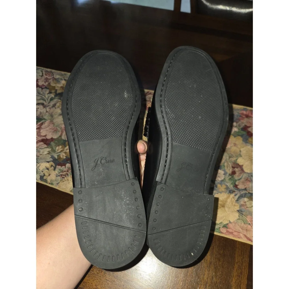 J.Crew Mens Camden Black Leather Penny Loafers AV166 Size 8.5 Slip On Dress Shoe